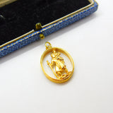 9ct Yellow Gold St. Christopher Patron Saint of Travel Charm Pendant 1973