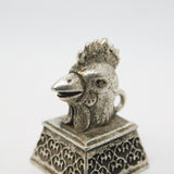 20th Century Chinese White Metal Year of the Rooster Fob Pendant Antique