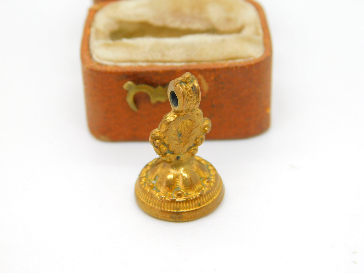 Victorian Gilt Metal & Carved Glass 'Emily' Intaglio Fob Seal Antique c1880