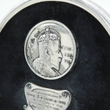 King Edward VII Sterling Silver Framed & Mounted Mourning Plaque Antique