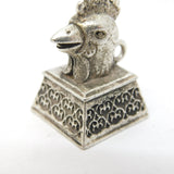 20th Century Chinese White Metal Year of the Rooster Fob Pendant Antique