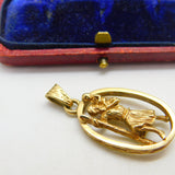 9ct Yellow Gold St Christopher Travel Pendant 1977 Sheffield Vintage