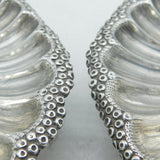 Victorian Pair of Sterling Silver Octopus & Shell Butter Dishes Antique London
