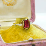 14ct Yellow Gold & Emerald Cut 1.75ct Ruby Set Dress Ring Antique c1930 Art Deco