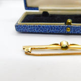 Edwardian 9ct Gold, Peridot & Seed Pearl Sweetheart Bar Brooch Antique c1910