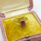 14ct Yellow Gold & Emerald Cut 1.75ct Ruby Set Dress Ring Antique c1930 Art Deco