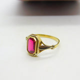14ct Yellow Gold & Emerald Cut 1.75ct Ruby Set Dress Ring Antique c1930 Art Deco