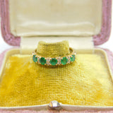 14ct Yellow Gold, Natural Emerald & Diamond Half Eternity Ring Vintage c1970