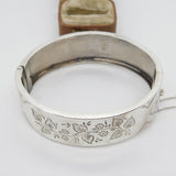 Victorian Sterling Silver Floral Pattern Cuff Bangle 1885 Chester Antique