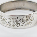 Victorian Sterling Silver Floral Pattern Cuff Bangle 1885 Chester Antique