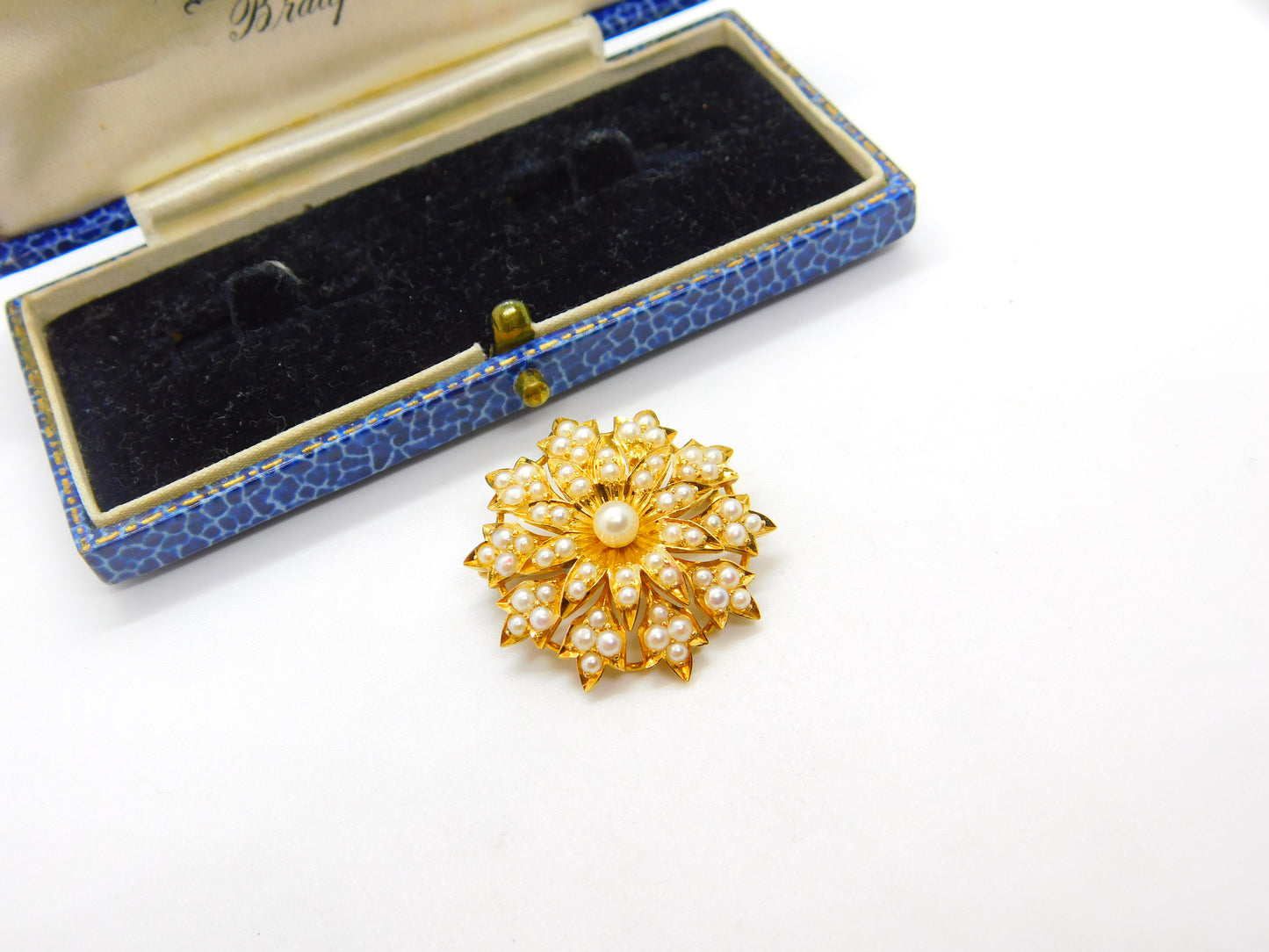 Victorian 18ct Yellow Gold & Seed Pearl Spring Flower Pendant or Brooch Antique c1880