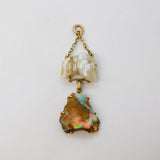 20th Century Gold & Silver Set, Boulder Opal, Blister Pearl Pendant Antique Deco c1920