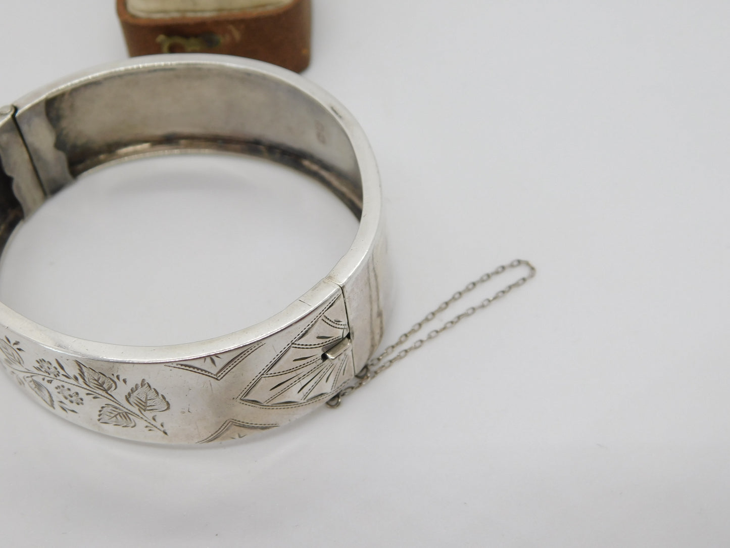 Victorian Sterling Silver Floral Pattern Cuff Bangle 1885 Chester Antique