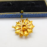 Victorian 18ct Yellow Gold & Seed Pearl Spring Flower Pendant or Brooch Antique c1880