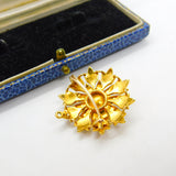 Victorian 18ct Yellow Gold & Seed Pearl Spring Flower Pendant or Brooch Antique c1880
