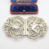 Sterling Silver Victorian Style Swallow Belt Buckle 1998 Birmingham Vintage