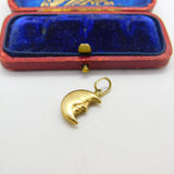 9ct Yellow Gold Man in the Moon Charm or Pendant Vintage c1970
