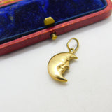 9ct Yellow Gold Man in the Moon Charm or Pendant Vintage c1970