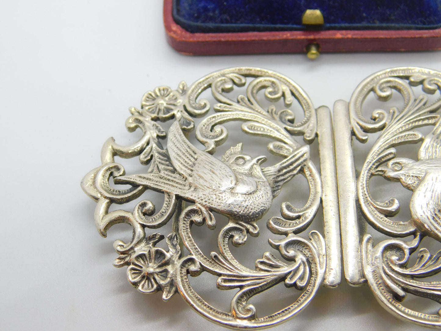 Sterling Silver Victorian Style Swallow Belt Buckle 1998 Birmingham Vintage