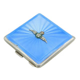 WWII Sterling Silver Guilloche Enamel RAF Sweetheart Compact Antique 1940
