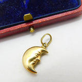 9ct Yellow Gold Man in the Moon Charm or Pendant Vintage c1970
