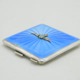 WWII Sterling Silver Guilloche Enamel RAF Sweetheart Compact Antique 1940