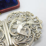 Sterling Silver Victorian Style Swallow Belt Buckle 1998 Birmingham Vintage