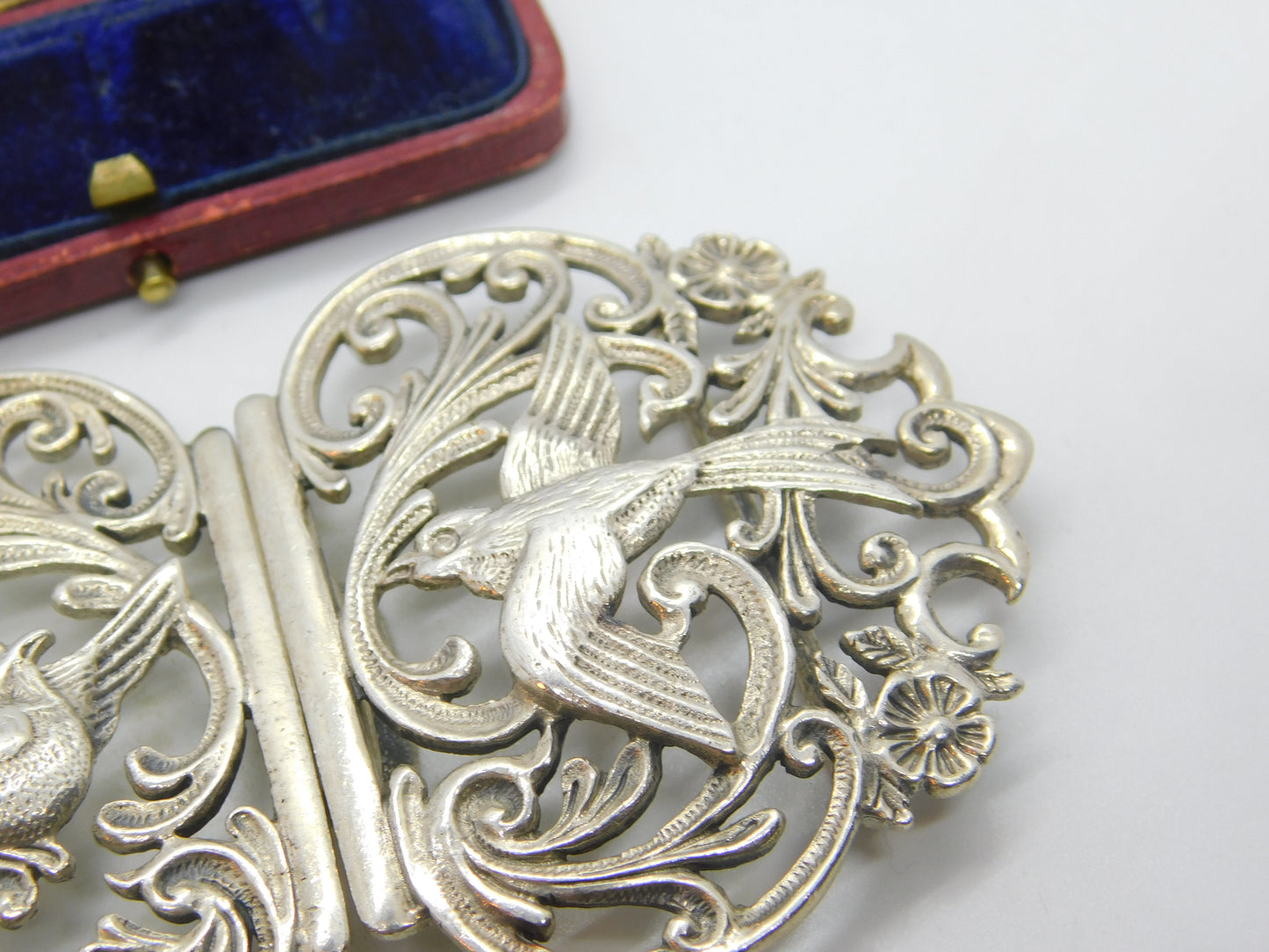 Sterling Silver Victorian Style Swallow Belt Buckle 1998 Birmingham Vintage