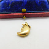 9ct Yellow Gold Man in the Moon Charm or Pendant Vintage c1970