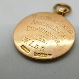 9ct Yellow Gold Enamel Angling Fishing Fob Antique 1921 Chester Art Deco