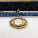 Early Georgian 9ct Rose Gold, Hair Weave & Pique Shell Mourning Brooch c1780