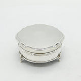 Sterling Silver Engine Turned Pedestal Jewellery Box Antique 1929 Birmingham
