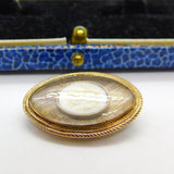 Early Georgian 9ct Rose Gold, Hair Weave & Pique Shell Mourning Brooch c1780