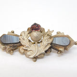 Edwardian Sterling Silver, Montrose Agate Scottish Thistle Brooch Antique 1908 Birmingham
