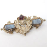 Edwardian Sterling Silver, Montrose Agate Scottish Thistle Brooch Antique 1908 Birmingham