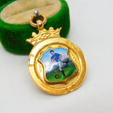 9ct Gold Enamel Ribchester FC Football Fob Medal Antique 1932 Birmingham