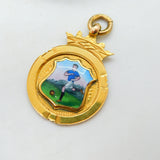 9ct Gold Enamel Ribchester FC Football Fob Medal Antique 1932 Birmingham