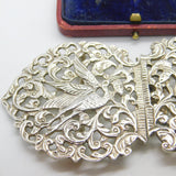 Sterling Silver Stork Floral Nurses Buckle 1973 Birmingham Vintage