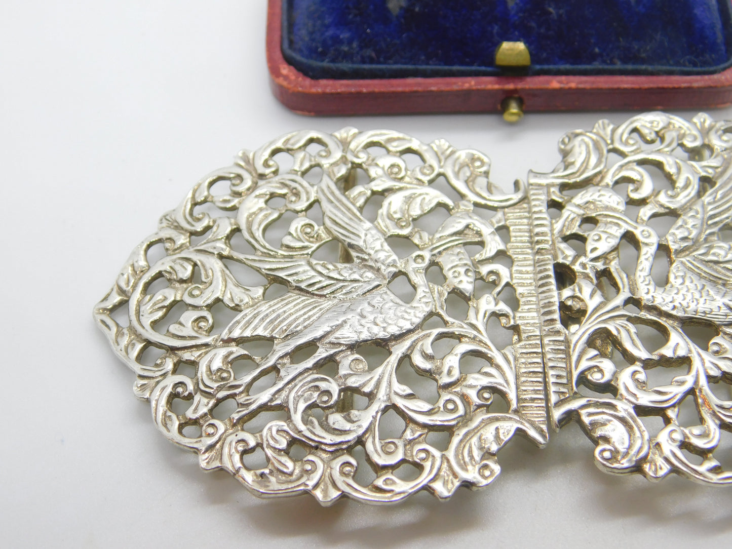 Sterling Silver Stork Floral Nurses Buckle 1973 Birmingham Vintage