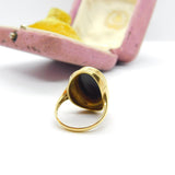 9ct Yellow Gold & Large Onyx Panel Signet Ring Vintage 1992 Birmingham