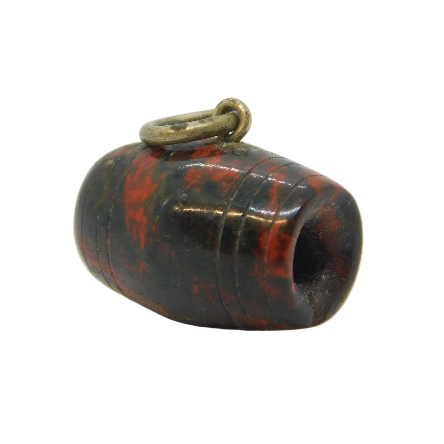 Victorian Cornish Serpentine Stanhope Souvenir Barrel Charm Pendant Antique c1890