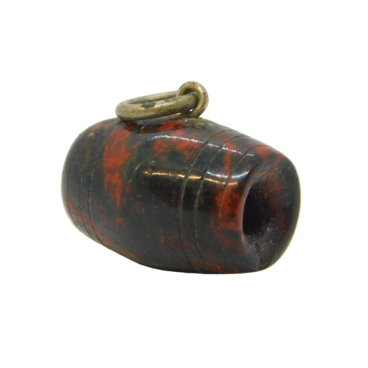 Victorian Cornish Serpentine Stanhope Souvenir Barrel Charm Pendant Antique c1890