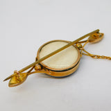 Victorian 9ct Yellow Gold, Onyx, Seed Pearl Mourning Brooch Antique c1890