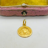18ct Yellow Gold Religious Virgin Mary Charm Pendant Vintage c1970 Italian