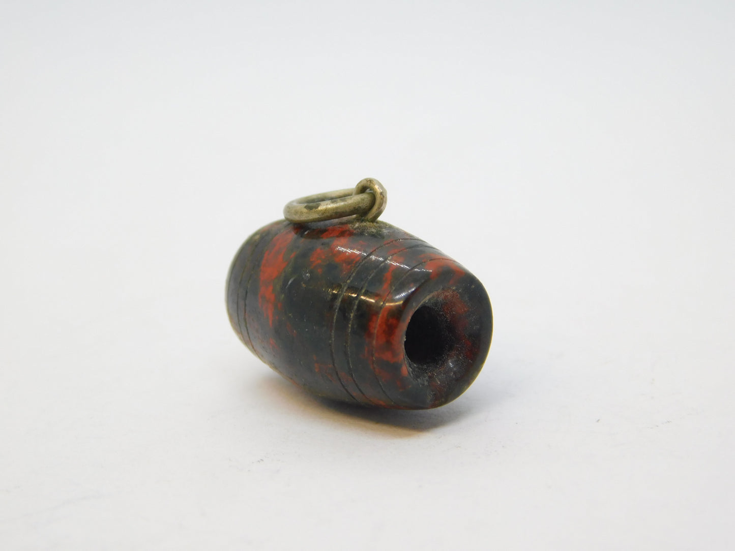 Victorian Cornish Serpentine Stanhope Souvenir Barrel Charm Pendant Antique c1890