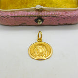 18ct Yellow Gold Religious Virgin Mary Charm Pendant Vintage c1970 Italian