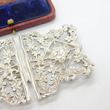 Sterling Silver Bark & Floral Pattern Nurses Buckle 1981 Birmingham Vintage