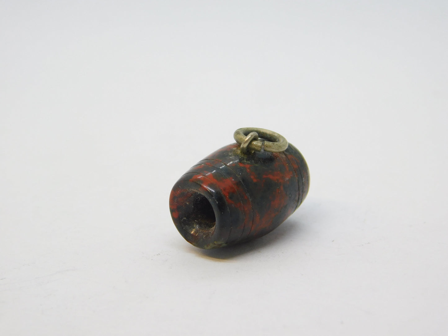 Victorian Cornish Serpentine Stanhope Souvenir Barrel Charm Pendant Antique c1890