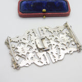 Sterling Silver Bark & Floral Pattern Nurses Buckle 1981 Birmingham Vintage