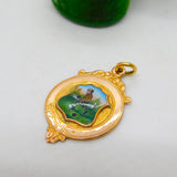 9ct Gold & Enamel Lawn Boules Sporting Fob Medal Antique 1927 Birmingham